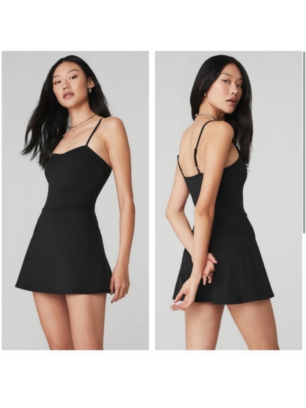 ALO Yoga Black Spaghetti-Strap Mini Dress